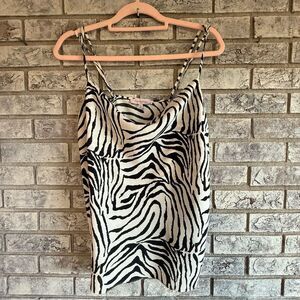 🦓 Love Encounter Zebra Print Satin Cowl Neck Cami – Size S